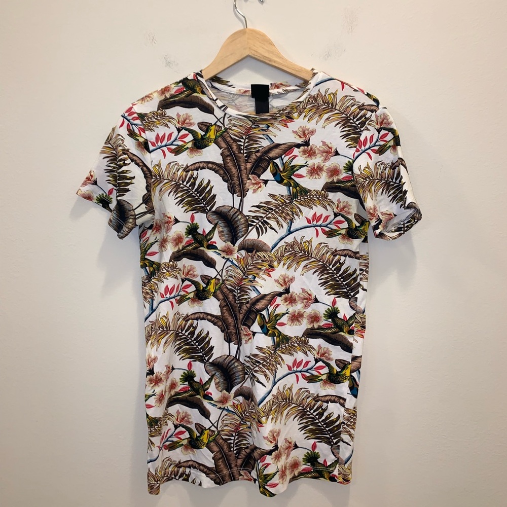 H&M White & Brown Bird Shirt size XS - Picture 3 of 9
